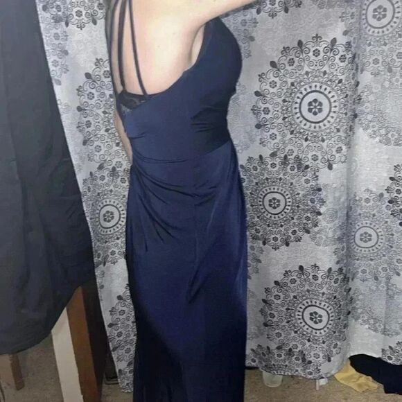 V Neck Long Dress With Wrap Front And Leg Slit, Like New - Picture 6 of 12